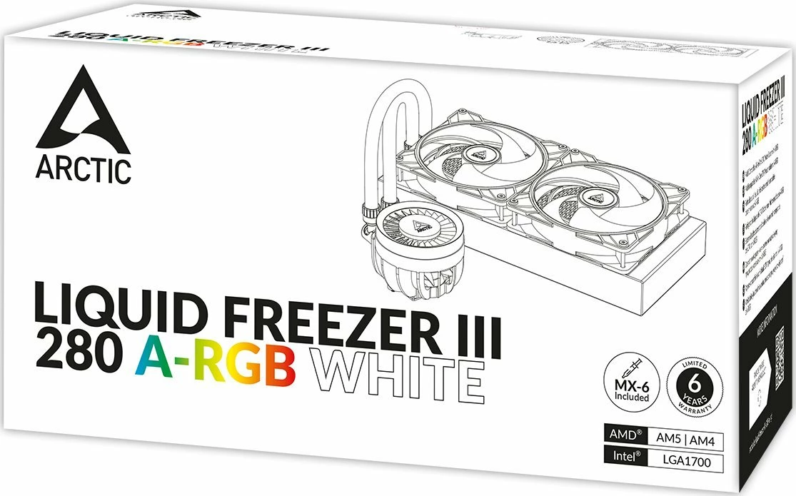 Ftohës me ujë AIO Arctic Liquid Freezer III 280 A-RGB 280mm, 2x140mm PWM, i bardhë