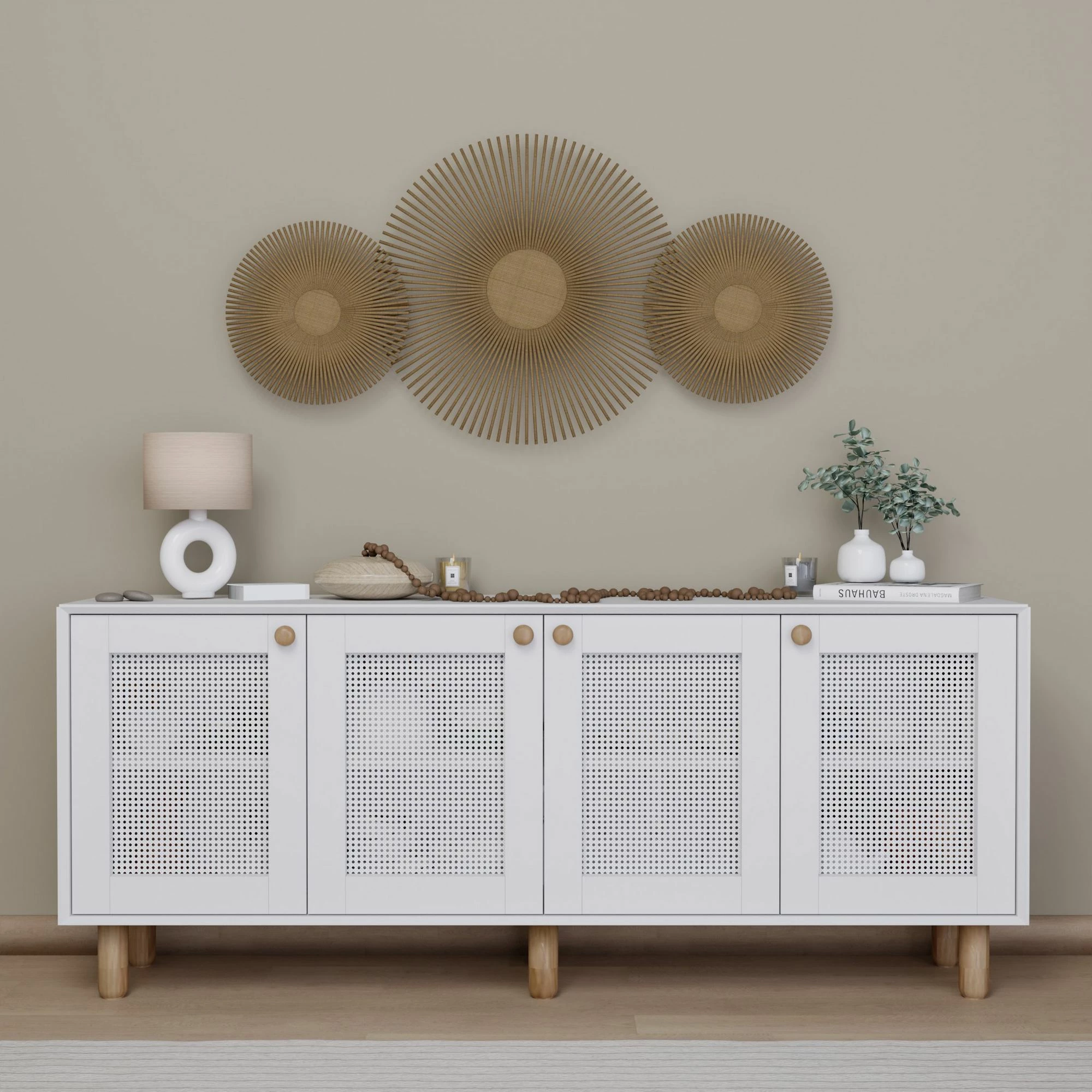 Konsol bohemian, ngjyrë e bardhë, Skye Decor, 180x75x40cm