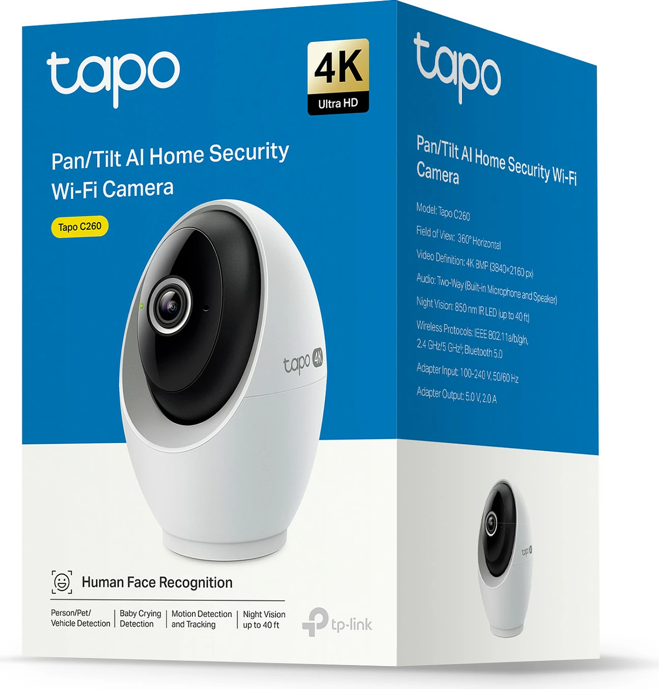 Kamerë rrjeti TP-Link Tapo C260, Wi‑Fi, pan/tilt, night vision, microSD, bardhë/zezë