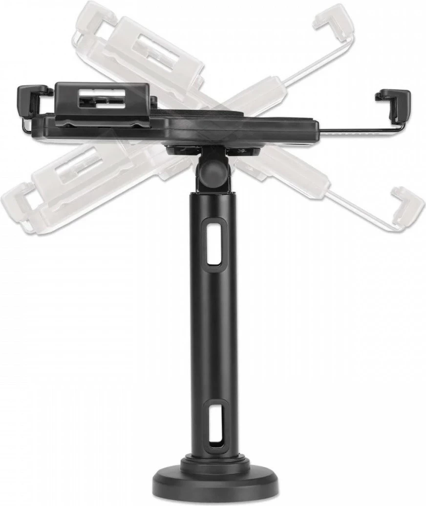 Mbajtës tablet, Manhattan 462112, 7.9-10.5 inch, me kyç dhe litar sigurie, tavolinë/mur, i zi