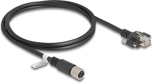 Kabëll rrjeti DeLOCK M12 X-coded 8-pin (femër) në RJ45 (mashkull), 1 m, i zi