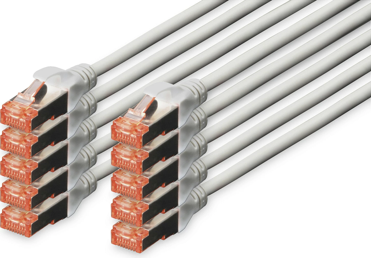 Kabllo rrjeti Cat6 Digitus 0.5m, S/FTP, set 10 copë, gri