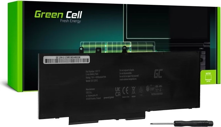 Bateri për laptop Green Cell DE128V2, 6200mAh, 7.6V, për Dell Latitude 5280 5290 5480 5490 5491 5495 5580 5590 5591 Precision 3520 3530