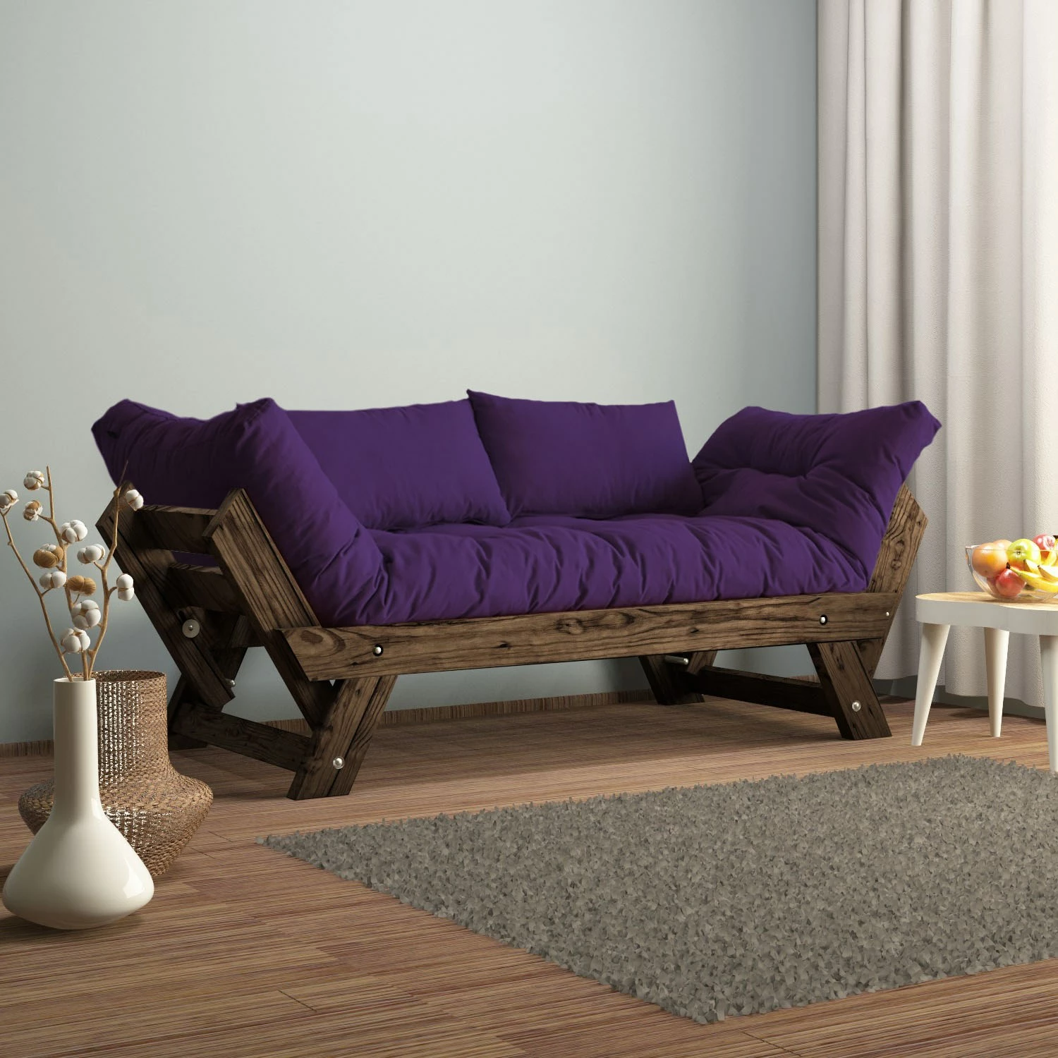 Divan kopshti dy vendësh, Skye Decor, ngjyrë arre dhe lejla, CPT8121-210