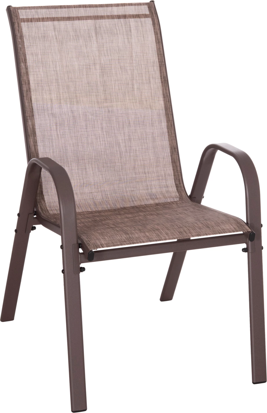 Karrige për jashtë LEON, kornizë metali ngjyrë kafe & tekstilene-4 copë, 55x70x91Hcm., set prej 4 copësh