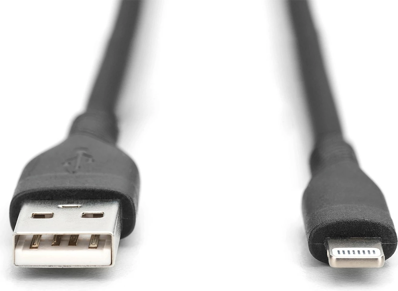 Kabëll Lightning Digitus 1m, USB-A në Lightning, silikon, i zi