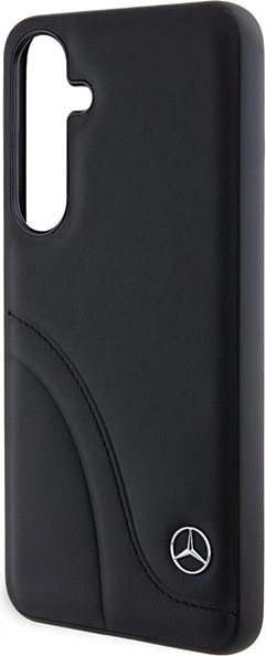Mbështjellës Mercedes Leather Curved Stitches për Samsung Galaxy S24+, e zezë