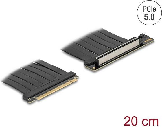 Kartë riser PCIe DeLOCK PCI Express 5.0 x16, 20 cm, e zezë