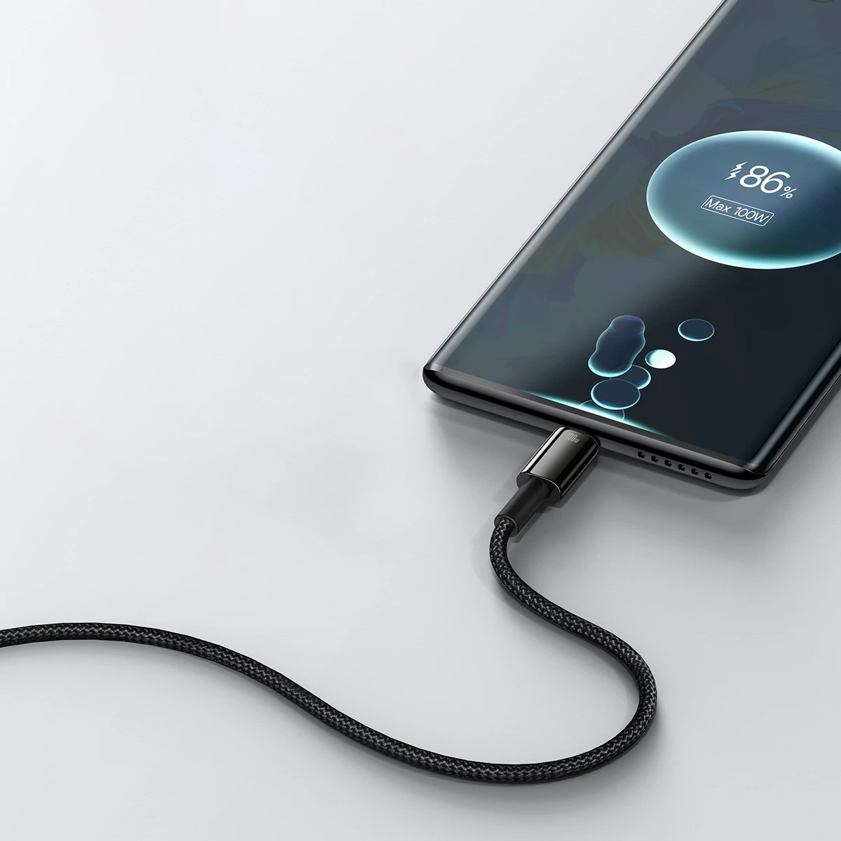 Kabllo Baseus Tungsten Gold USB-A në USB-C 2m, 100W, e zezë