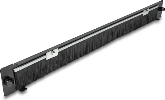 Panel menaxhimi kabllosh me furçë DeLOCK 19" 1U, montim pa vegla, i zi