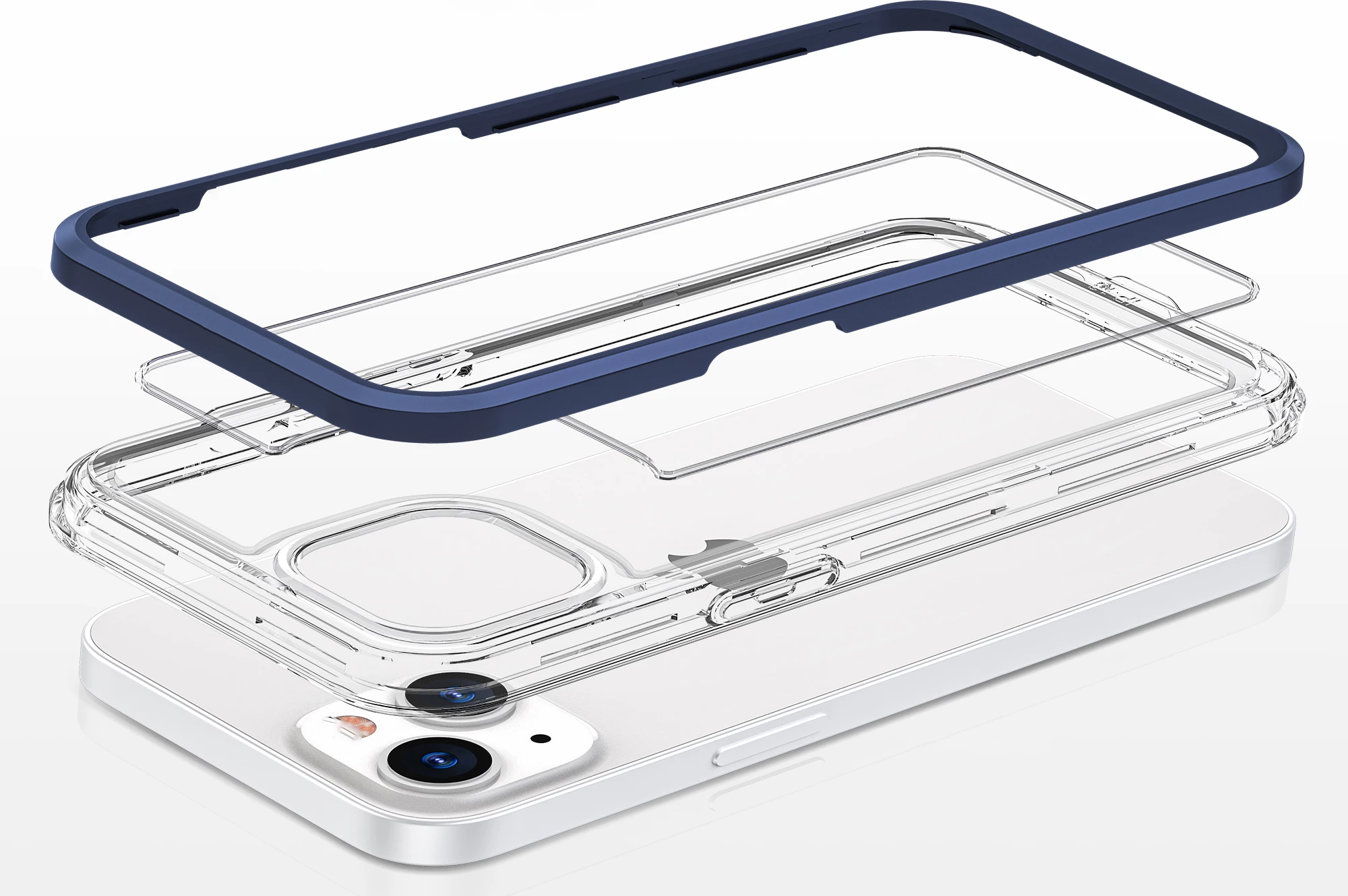 Mbështjellës Hurtel Hybrid Armor Clear 3 in 1 për iPhone 13, Kaltër/Transparent