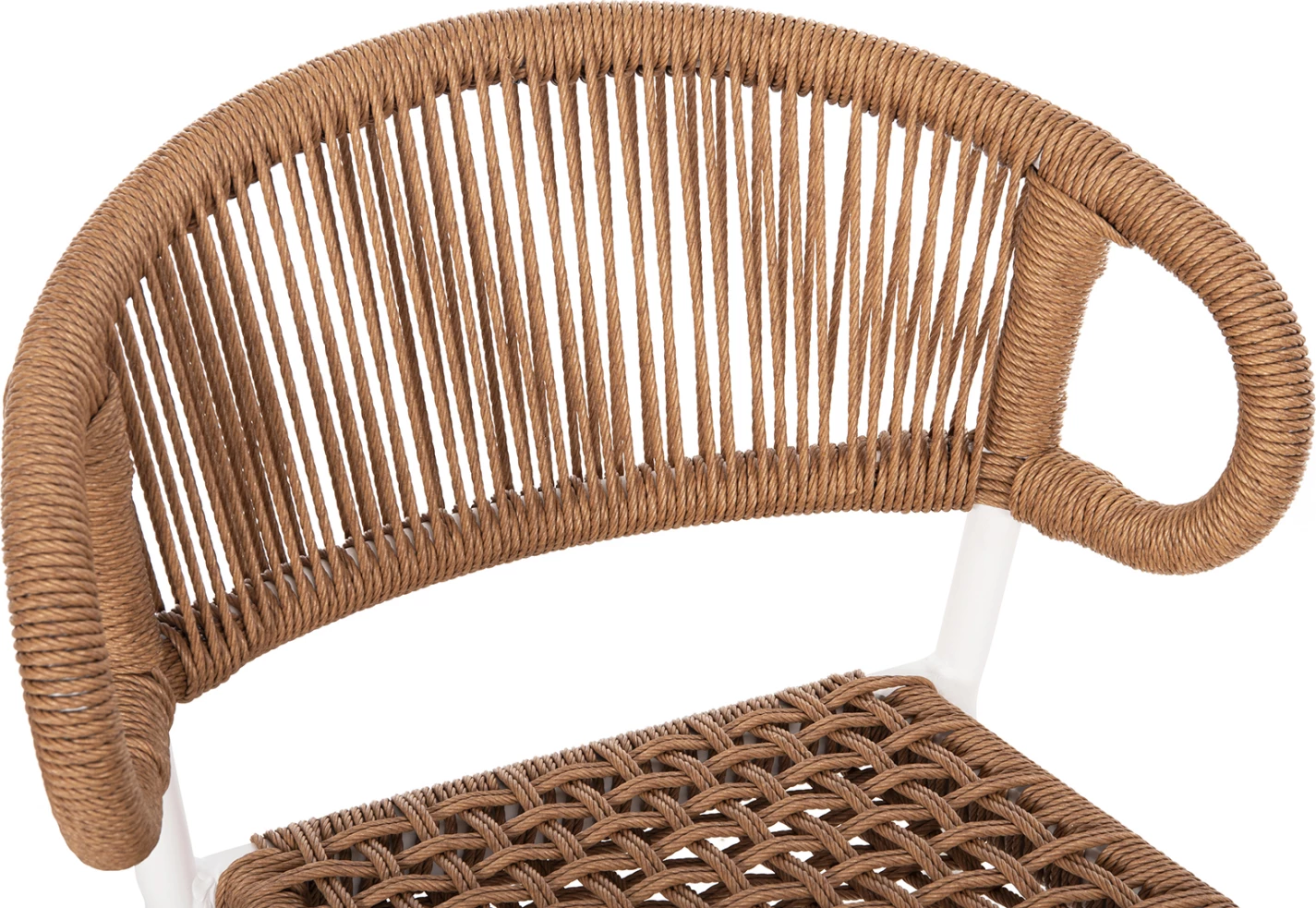 Karrige për bar, lartësi mesatare, EULO FH6087.02, alumin në të bardhë, ratan sintetik në bezhë, 60x60x99H cm