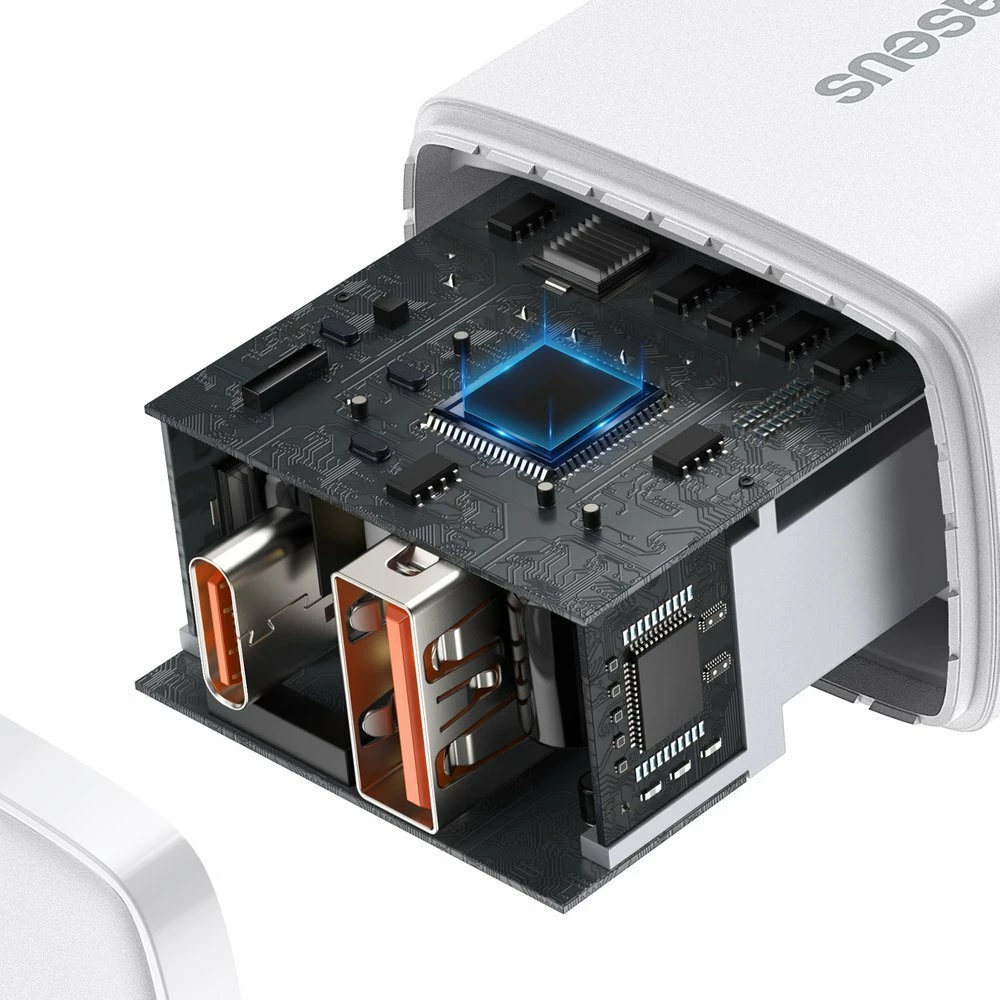 Karikues muri Baseus CCXJ-B02, 20W, 2 porta (USB-A & USB-C), i bardhë