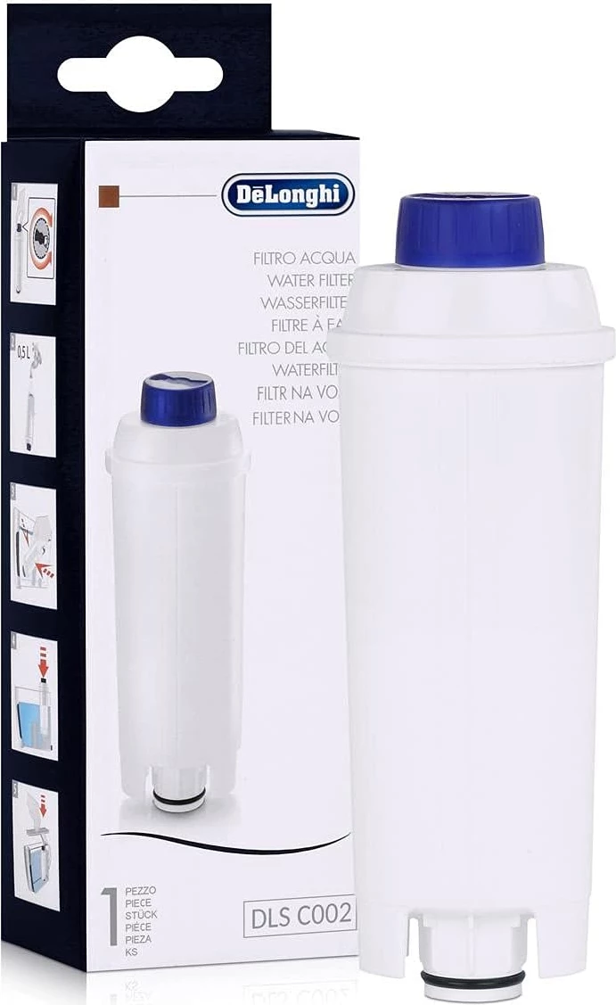 Filtër uji DeLonghi DLSC002 për makinë kafeje, redukton gëlqere dhe papastërti, 1 copë