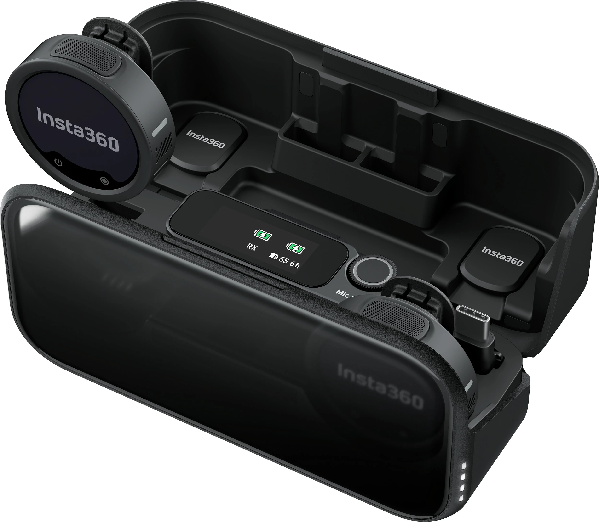 Set mikrofonash pa tela Insta360 Mic Pro, 2 TX + 1 RX, Bluetooth, i zi