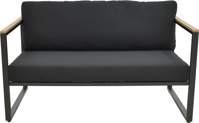 Divan dy ulës Aurelio, metalik, ngjyrë e zezë, jastëk të zinj, 130x74x63cm