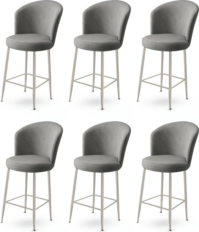 Set prej 6 karrige për bar Hanah Home, Fora, gri, krom