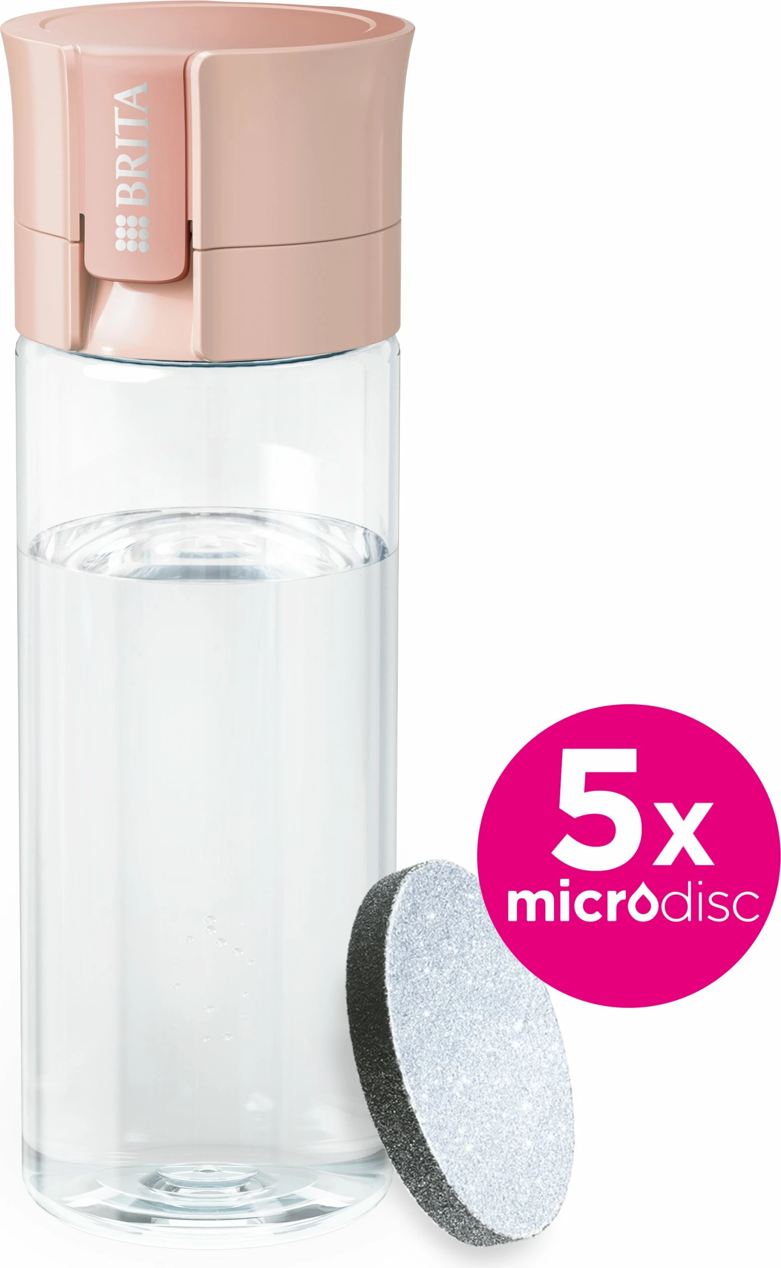 Shishe me filtër uji Brita Vital 600 ml, 5 disqe MicroDisc, pastel peach