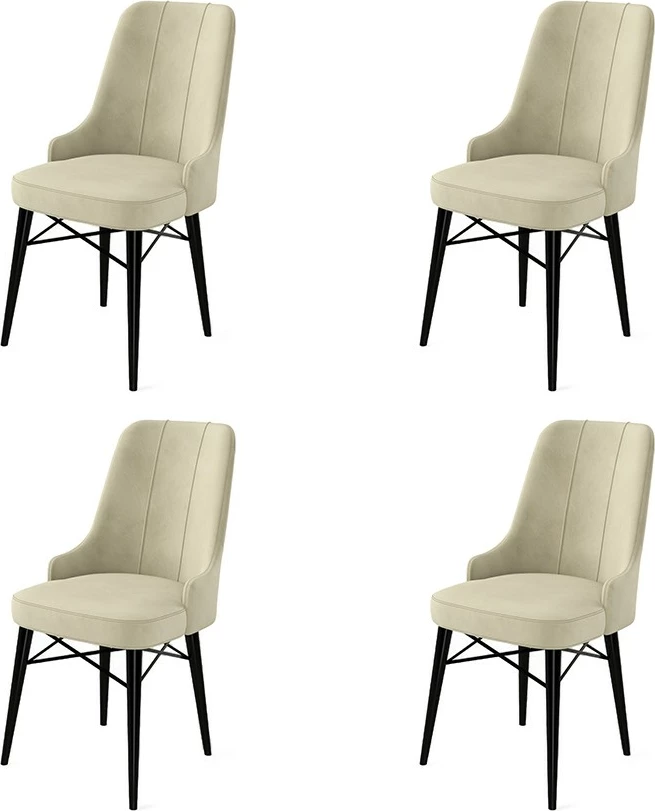 Set karrigesh (4 copë), Hanah Home, Pare, krem, e zezë