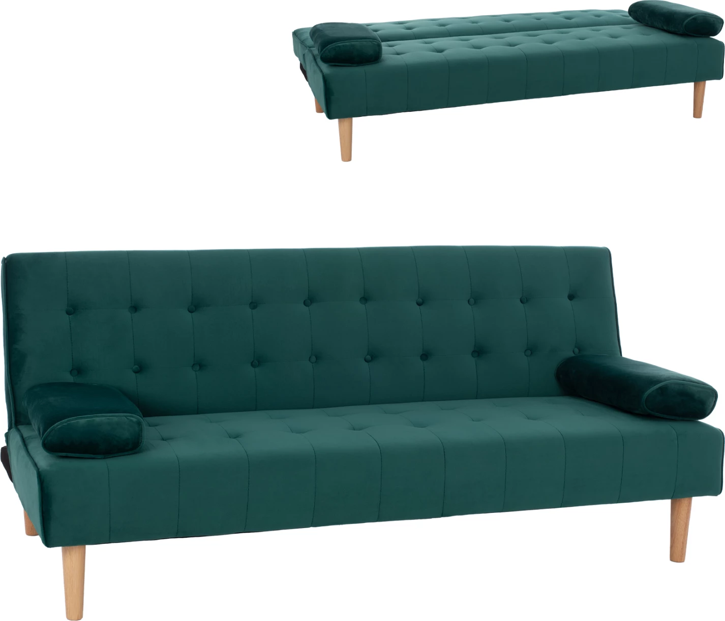 Krevat-sofë WANDA, kadife e gjelbër, FH3149.13, 188x83x83 cm