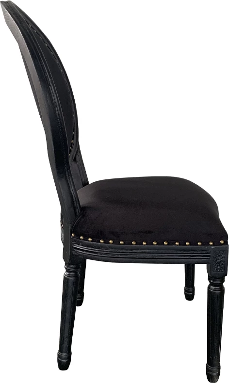 Karrige Louis, kadife e zezë, dru, 49x49x99 cm