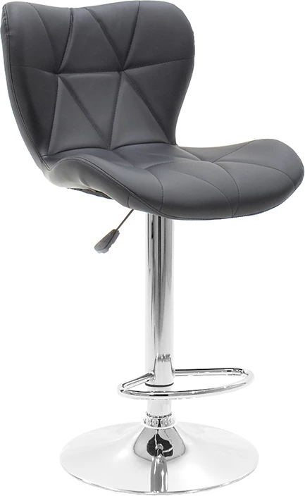 Karrige për bar Coozy, metal krom, lëkurë PU e zezë, set prej 2 copash