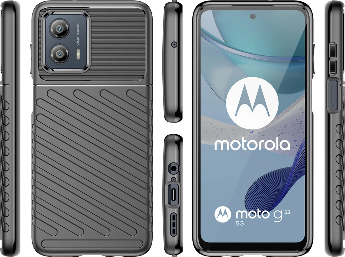 Mbështjellës Hurtel Thunder Case për Motorola Moto G53, TPU, zi