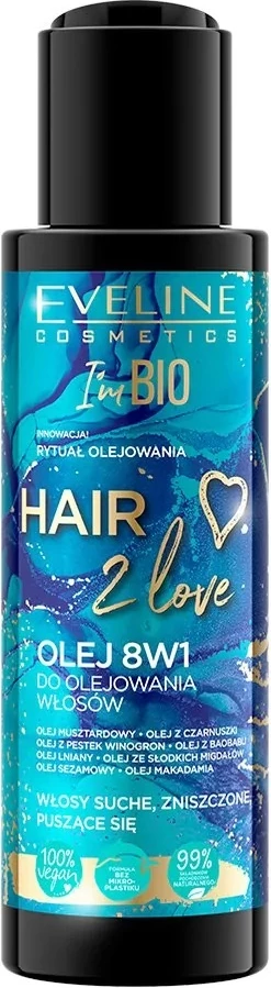 Vaj për flokë Eveline Cosmetics Hair 2 Love Oil 8-in-1 për femra, 110ml
