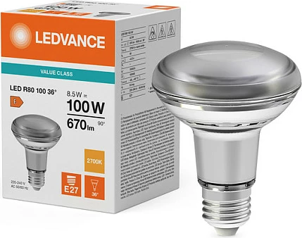 Llambë LED Osram R80, E27, 8.5W (ekuivalente 100W), 2700K Warm White