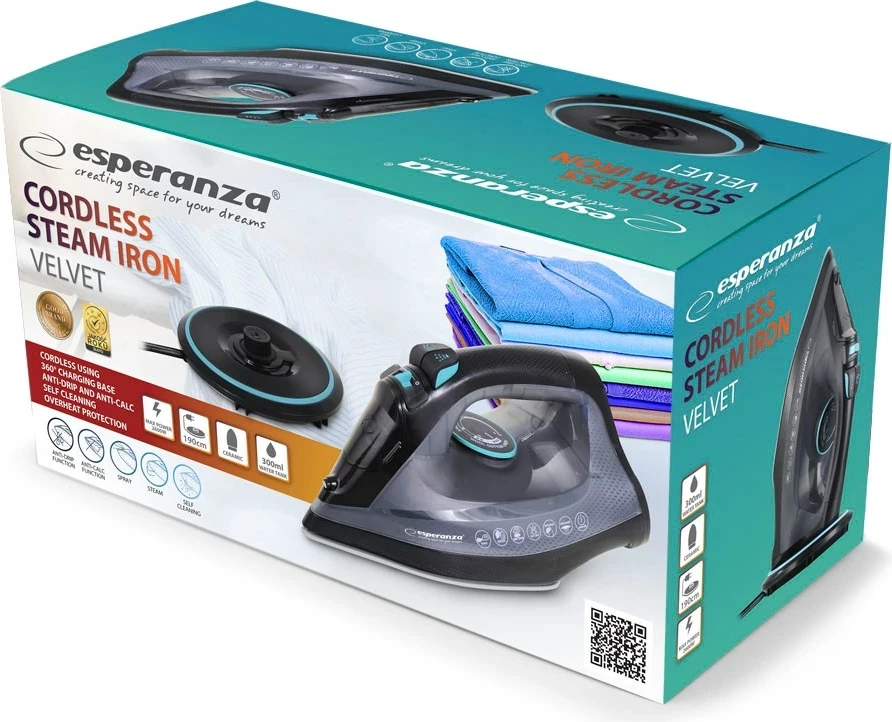 Hekur me avull Esperanza EHI010, 2600 W, pllaka qeramike, zi/gri