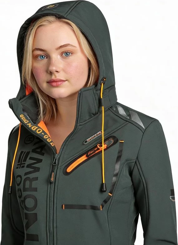 Jakne softshell për femra Geographical Norway, gri/portokalli [Madhësia: M]
