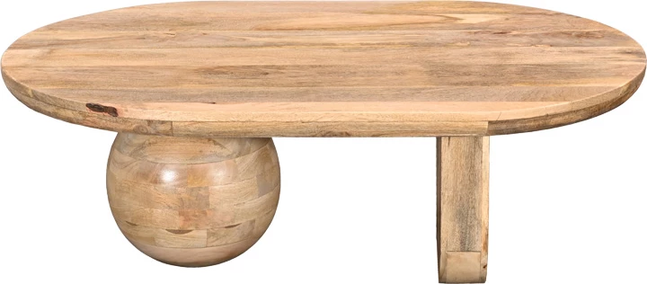 Tavolinë kafeje Kane, dru akacie i fortë, ngjyrë natyrale, 110x72x38cm