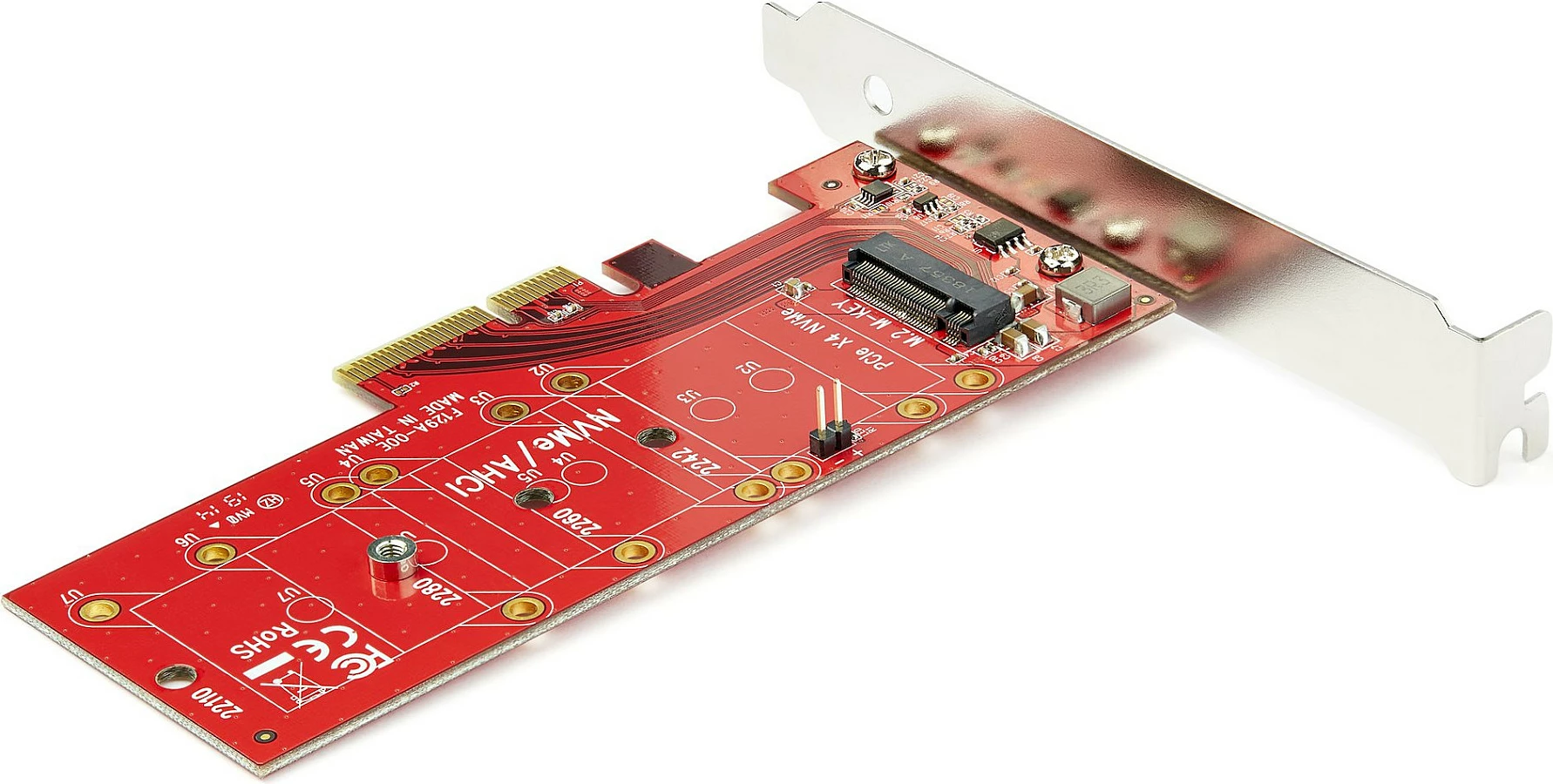 Adapter PCIe në M.2 NVMe SSD StarTech PEX4M2E1, PCIe 3.0 x4, full-height/low-profile, i kuq