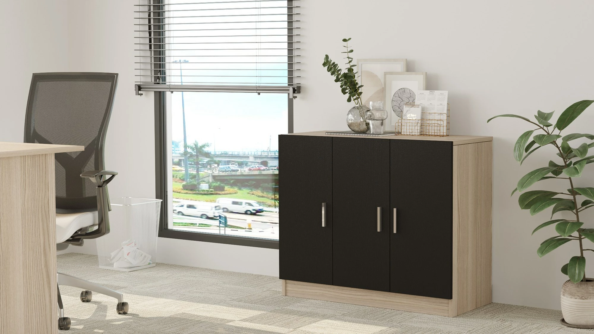 Dollap multifunksional Hanah Home, Vo5-Ob, ngjyrë lis dhe e zezë