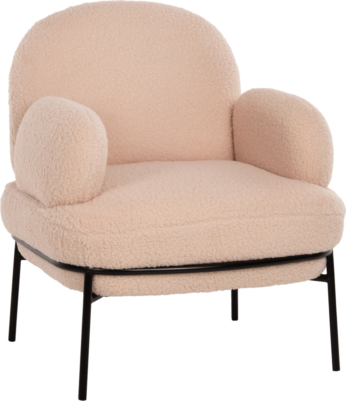 Fotelje AGNES FH9525.20, pëlhurë boucle ecru, këmbë metalike të zeza, 74x71x83H cm.