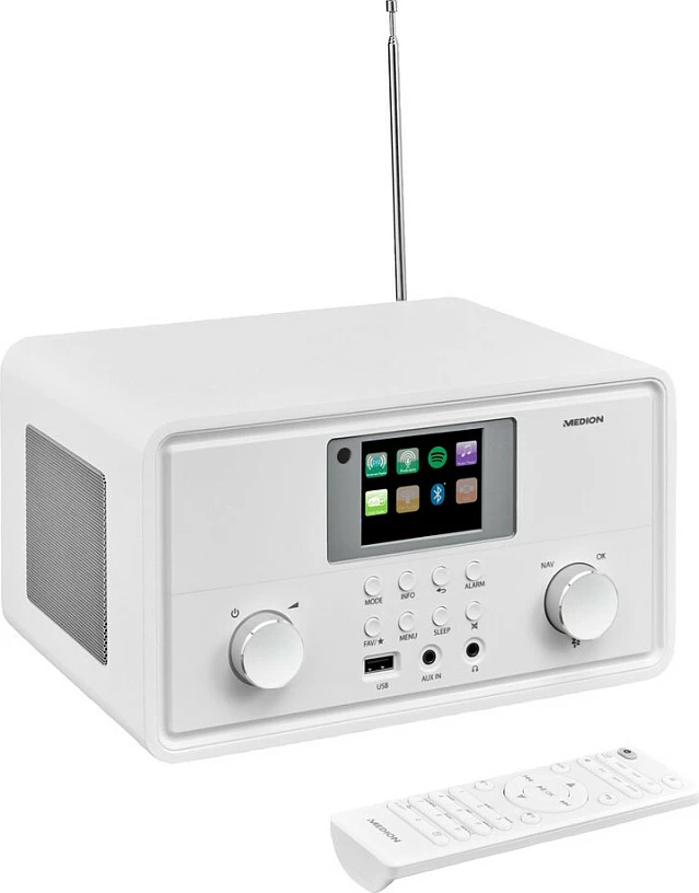 Radio interneti Medion MD 88069, DAB+/FM, Bluetooth, Wi‑Fi, 20W, e bardhë