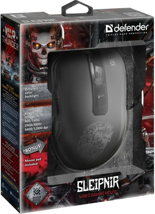 Maus gaming Defender SLEIPNIR GM-927, me tela, 12800 dpi, i zi, me mauspad