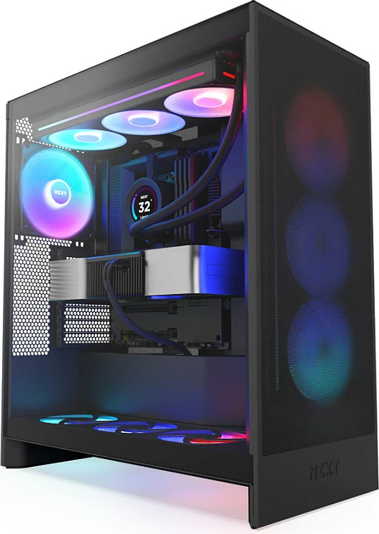 Kasë NZXT H7 Flow RGB, Midi Tower, ATX/EATX/micro ATX/Mini-ITX, Tempered Glass, e zezë
