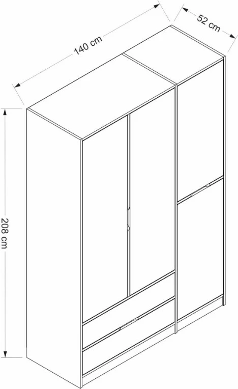 Dollap Hanah Home, Elina, anthracite-dore, 140x208x52cm