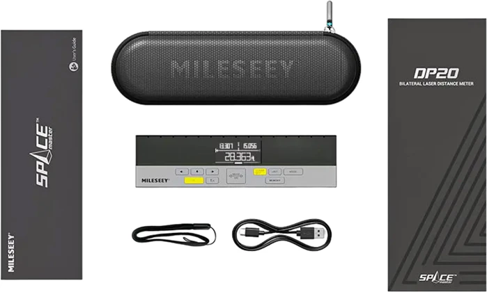 Distancmetër lazer Mileseey DP 20 Pro 120 m, Bluetooth, OLED, e zez/gri, set me çantë