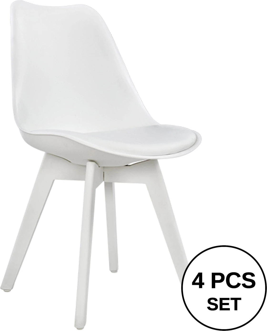 Karrige Vegas FH0033.31 POLIPROPILEN-PU-BARDHË 47,5x55x82 cm, set prej 4 copë