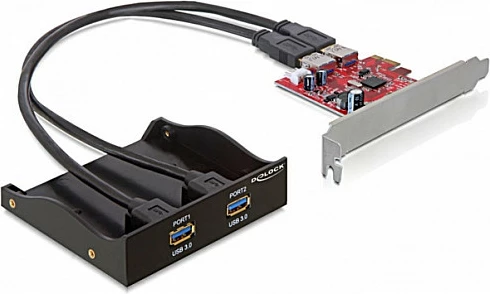 Panel i përparmë USB 3.0 DeLOCK 61775, PCIe, 2x USB-A, 3.5" bay, 5 Gbit/s, i zi