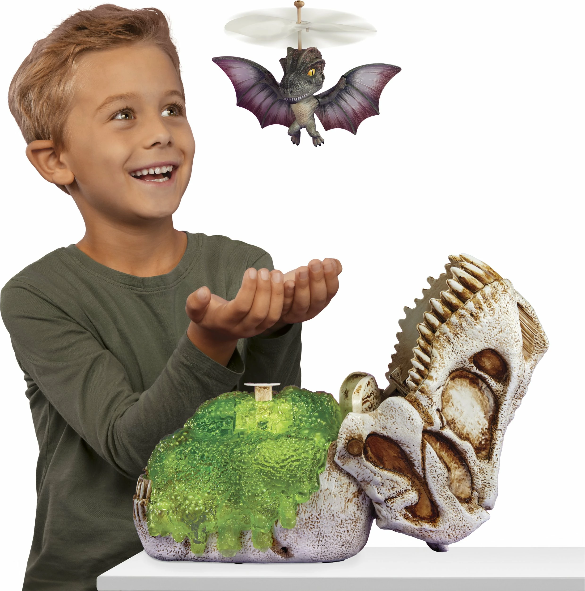 Lodër interaktive dinosauri MGA Gross-a-Saurus Flying Style 1, me tinguj, mini dinosauri fluturues, gri