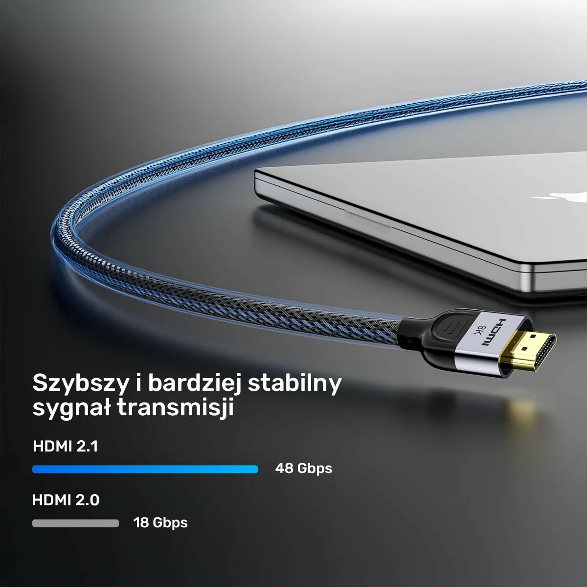 Kabëll HDMI Unitek HDMI 2.1, 2 metra, 8K, oplot, zi-gri