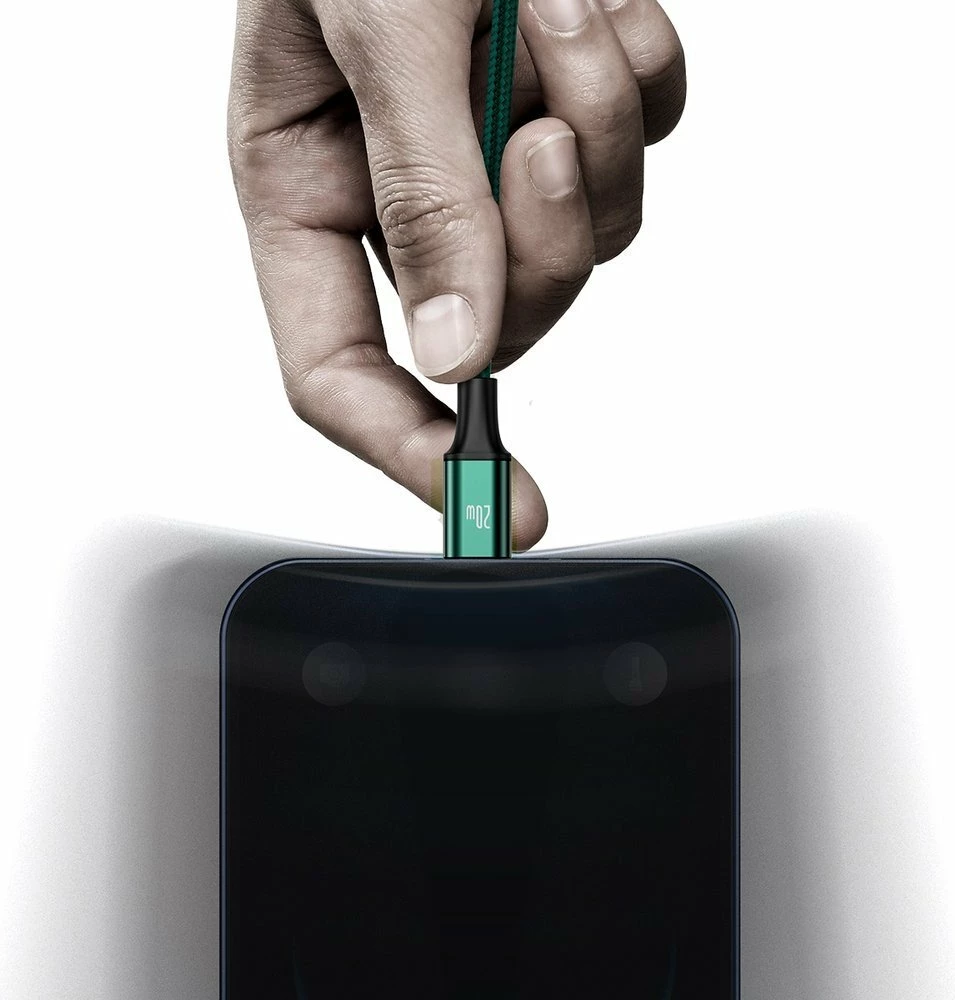 Kabllo 3-në-1 Baseus Rapid Series CAMLT-SC06, 1.5m, 20W, USB-C/Lightning/micro USB, e gjelbër