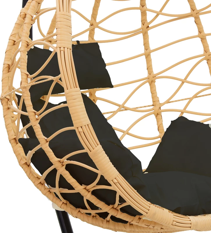 Karrige varëse Hudson metalike, ngjyrë natyrale e zezë, jastëk i zi, 109x119x195cm