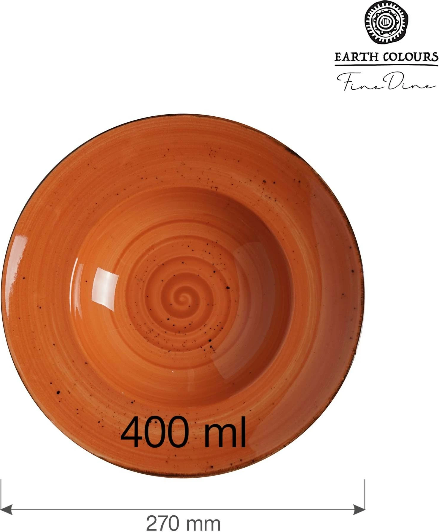 Pjatë pasta Fine Dine Dahlia 270 mm 400 ml, portokalli, set 6 copë