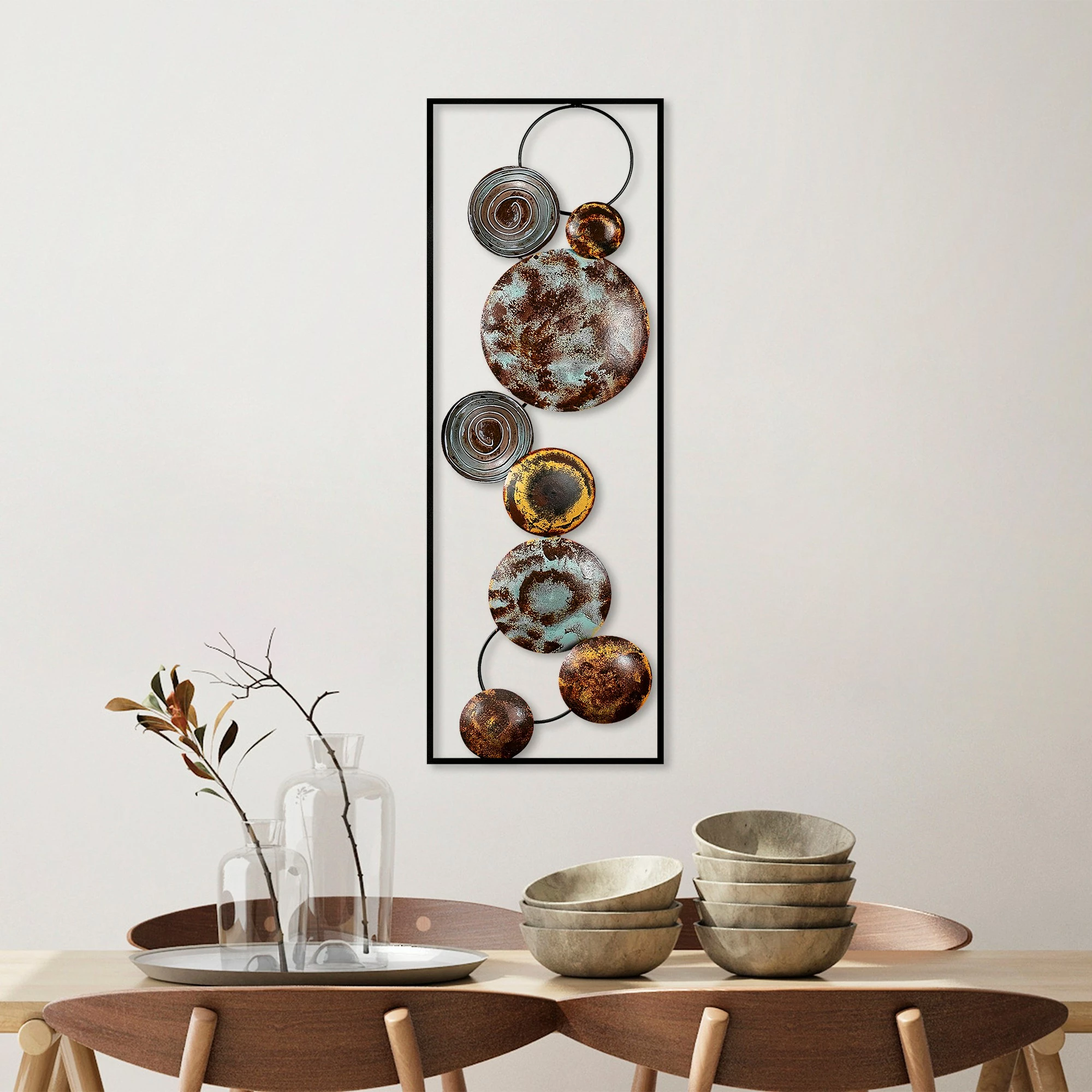 Aksesor dekorativ metalik për mur, Wallity, teksturë, shumëngjyrësh, 32x90x4cm