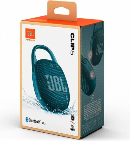 Altoparlant portativ Bluetooth JBL Clip 5, 7 W, IP67, Bluetooth 5.3, 12–15 orë bateri, blu