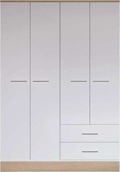 Dollap katër-dyerësh, ngjyrë lisi-bardhë, 137x52x198cm